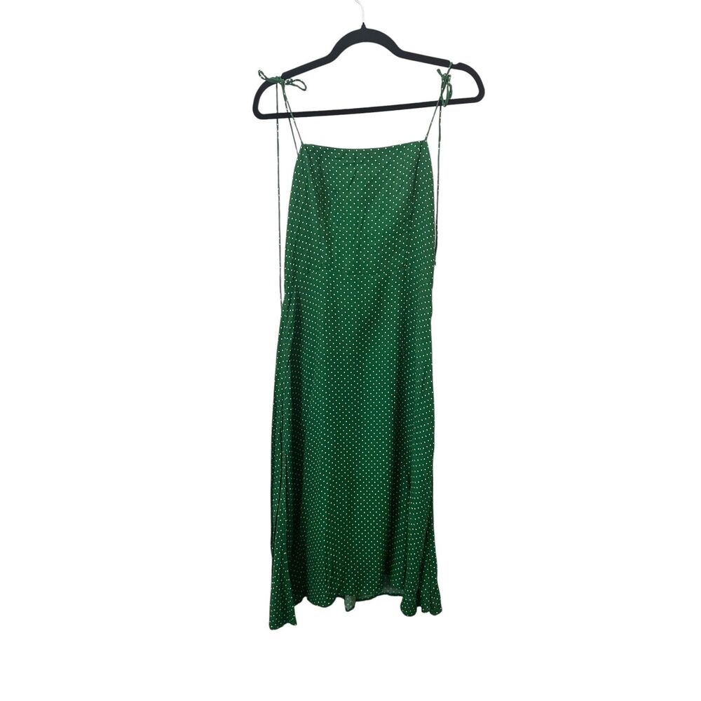 REFORMATION Polka Dot Midi Dress Green Sz 4 - Picture 2 of 5